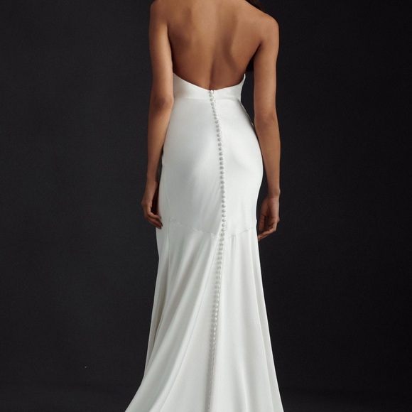 Anthropologie White Backless Halter Gown - Picture 2 of 2